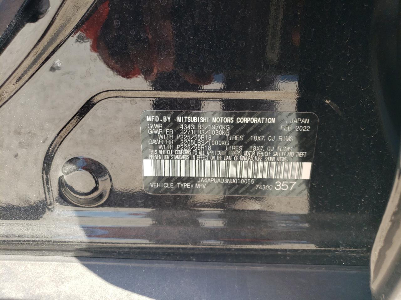 JA4APUAU3NU010055 2022 Mitsubishi Outlander Sport Es