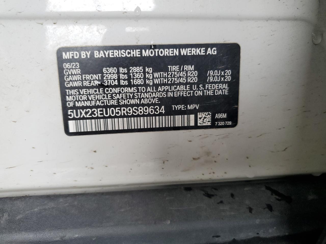 5UX23EU05R9S89634 2024 BMW X5 xDrive40I