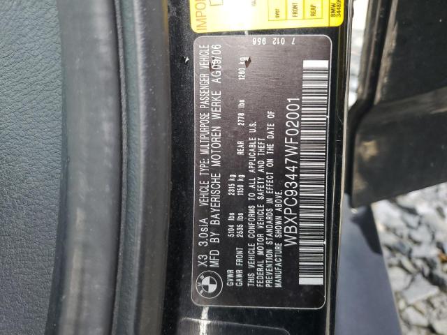 2007 BMW X3 3.0Si VIN: WBXPC93447WF02001 Lot: 60934524