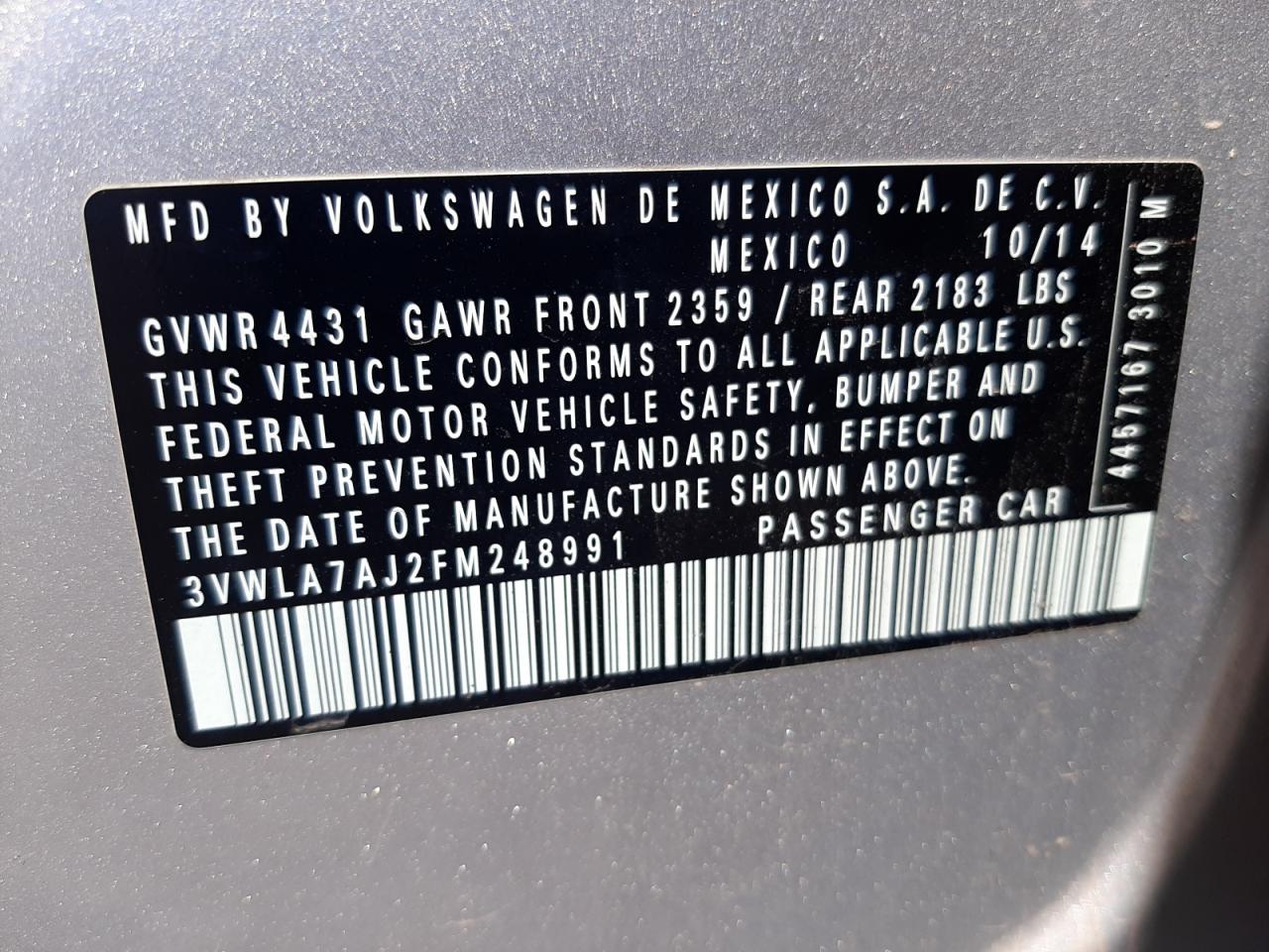 2015 Volkswagen Jetta Tdi vin: 3VWLA7AJ2FM248991