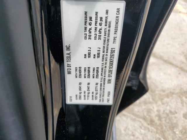 2019 Tesla Model 3 VIN: 5YJ3E1EAXKF297921 Lot: 59205614