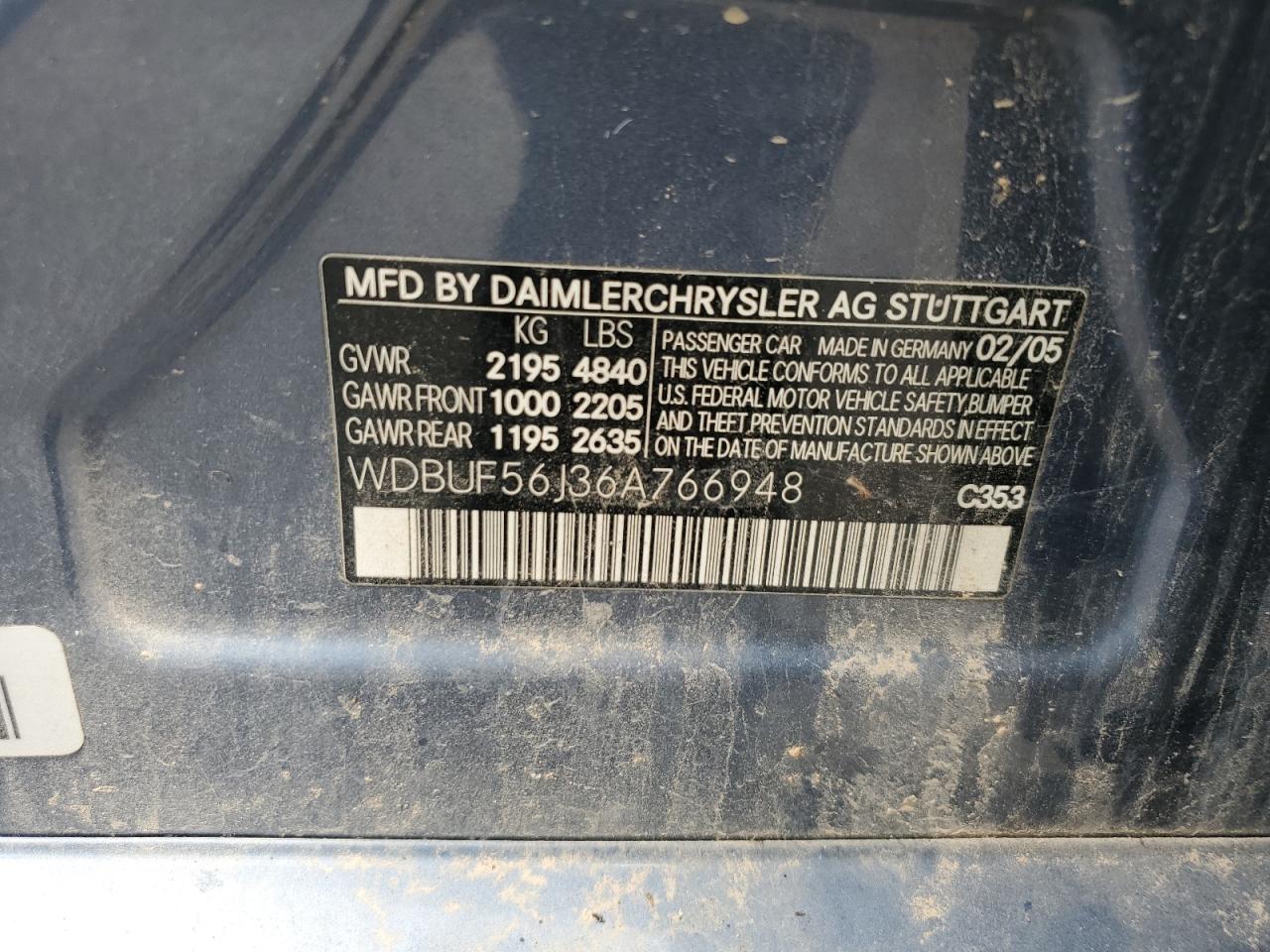 WDBUF56J36A766948 2006 Mercedes-Benz E 350