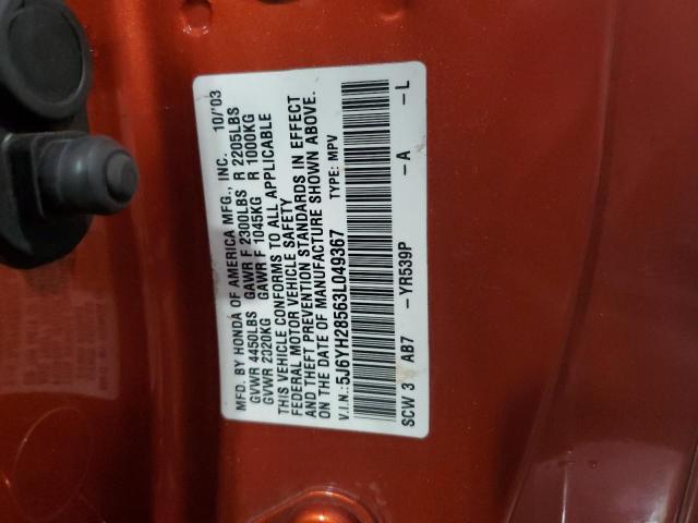 2003 Honda Element Ex VIN: 5J6YH28563L049367 Lot: 59258414