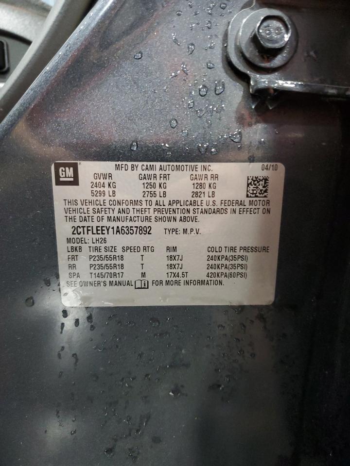 2CTFLEEY1A6357892 2010 GMC Terrain Sle