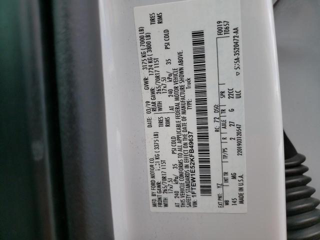 2019 Ford F150 Supercrew VIN: 1FTEW1E52KFB49637 Lot: 57130704