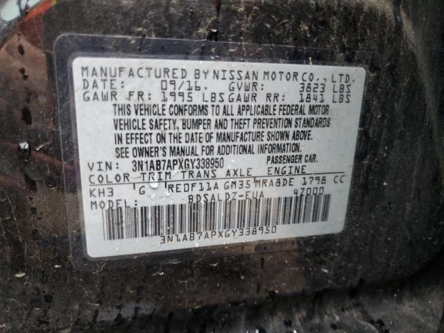 2016 Nissan Sentra S VIN: 3N1AB7APXGY338950 Lot: 60251964
