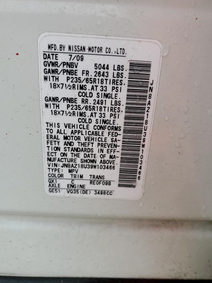 JN8AZ18U39W103466 2009 Nissan Murano S