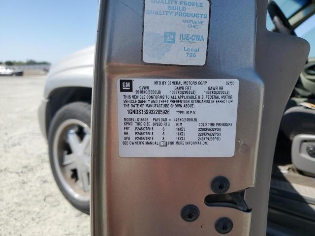 2003 Chevrolet Trailblazer VIN: 1GNDS13S932285926 Lot: 60171694