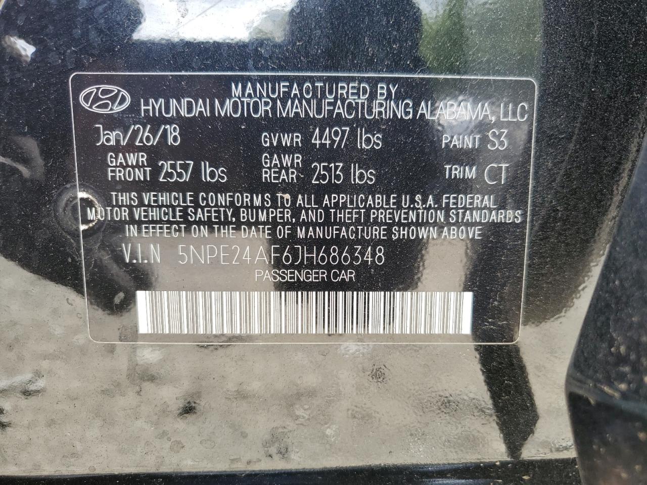 5NPE24AF6JH686348 2018 Hyundai Sonata Se