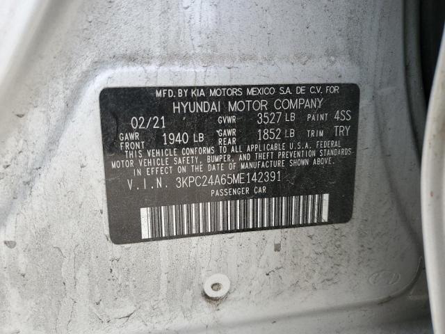 2021 Hyundai Accent Se VIN: 3KPC24A65ME142391 Lot: 58564224