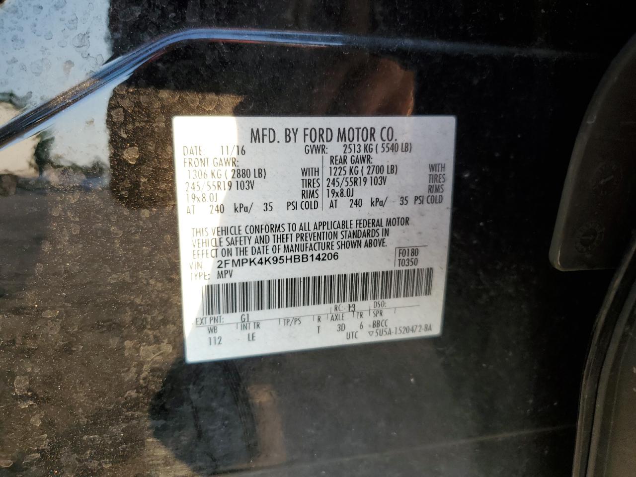 2FMPK4K95HBB14206 2017 Ford Edge Titanium