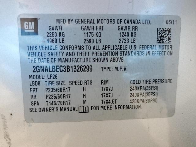 2011 Chevrolet Equinox Ls VIN: 2GNALBEC3B1326299 Lot: 58359874