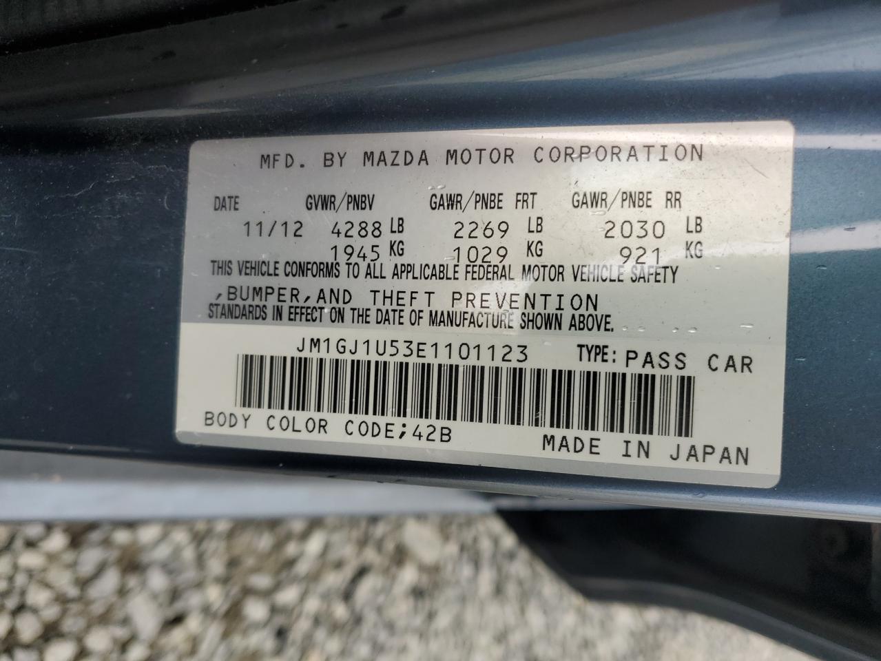 JM1GJ1U53E1101123 2014 Mazda 6 Sport
