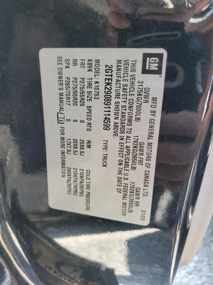 2GTEK290891114599 2009 GMC Sierra K1500 Sle