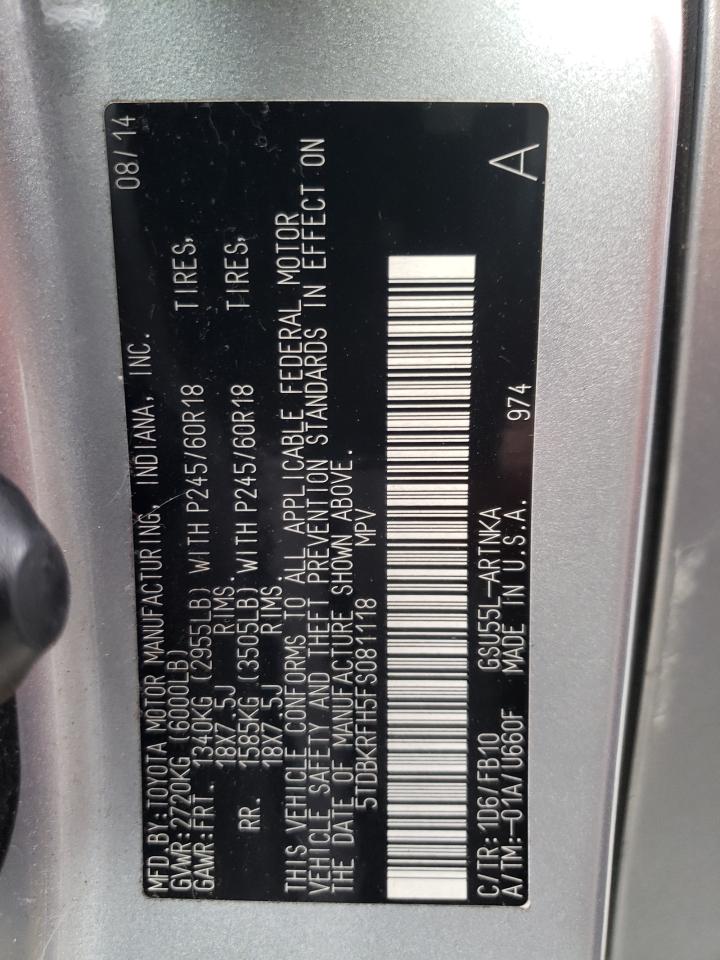 5TDBKRFH5FS081118 2015 Toyota Highlander Le