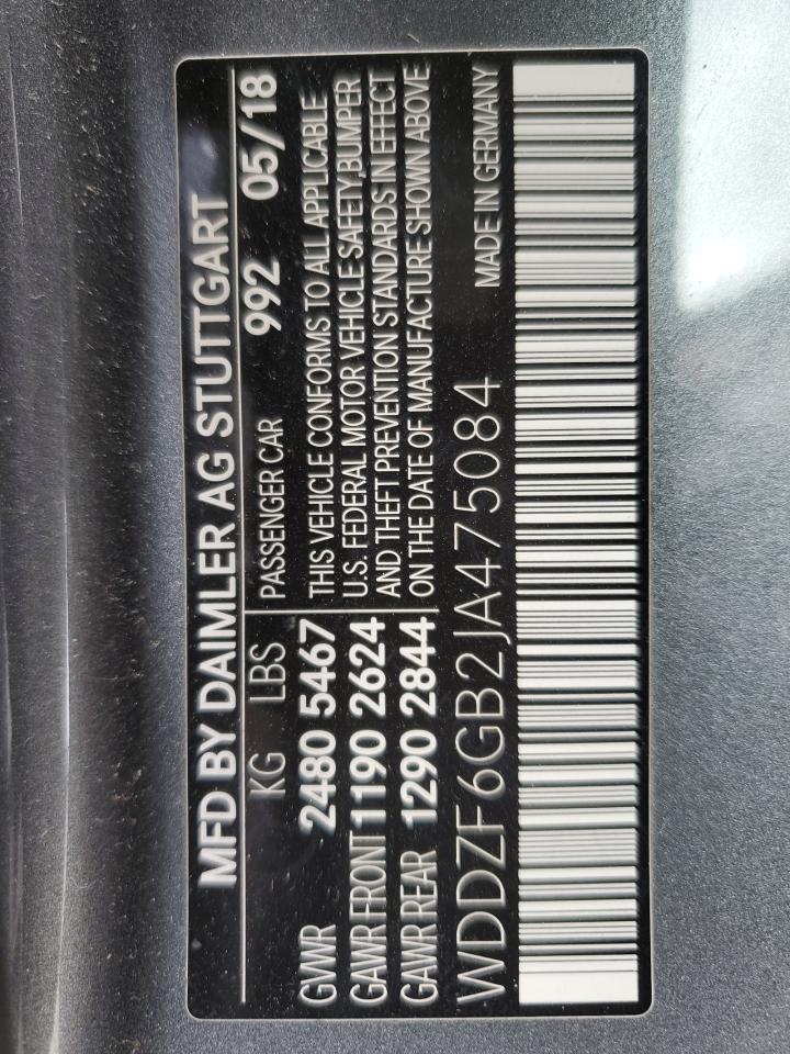 WDDZF6GB2JA475084 2018 Mercedes-Benz E 400 4Matic