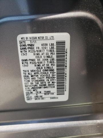 2011 Nissan Rogue S VIN: JN8AS5MT1BW577236 Lot: 58397204