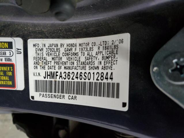 2006 Honda Civic Hybrid VIN: JHMFA36246S012844 Lot: 58876444