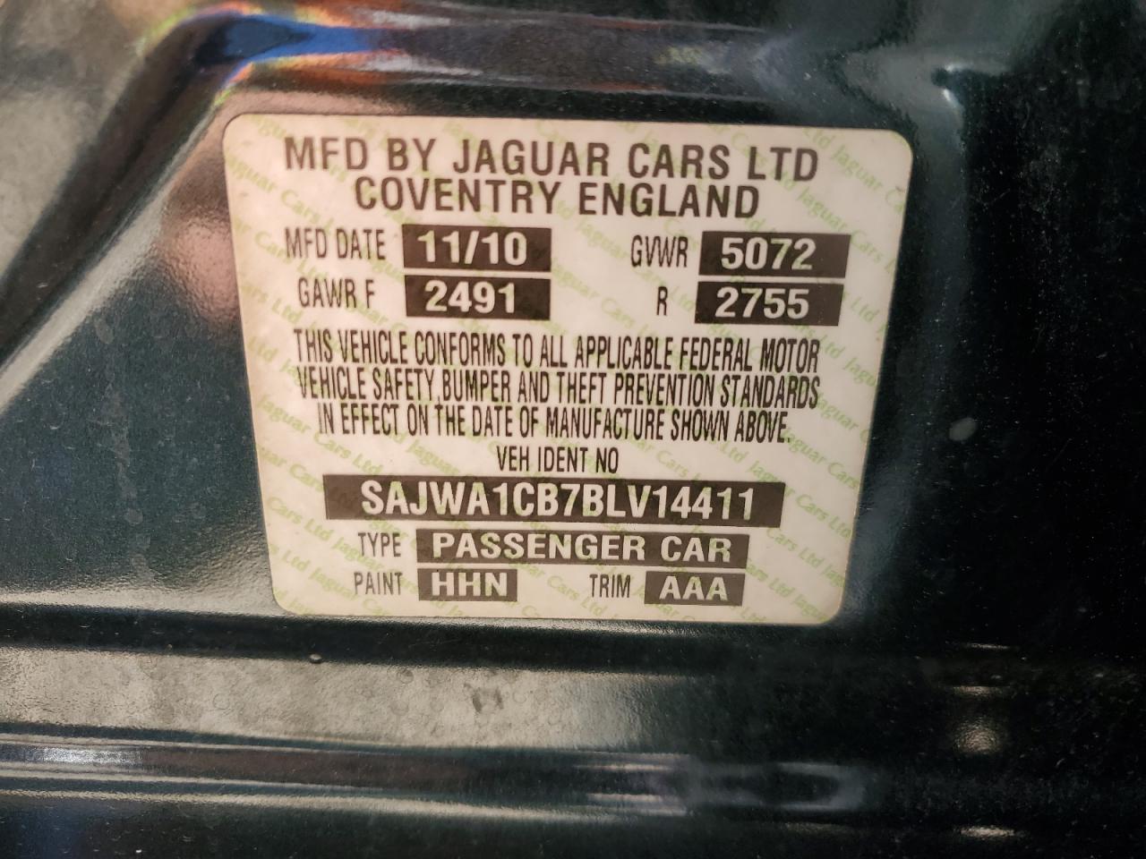 SAJWA1CB7BLV14411 2011 Jaguar Xj