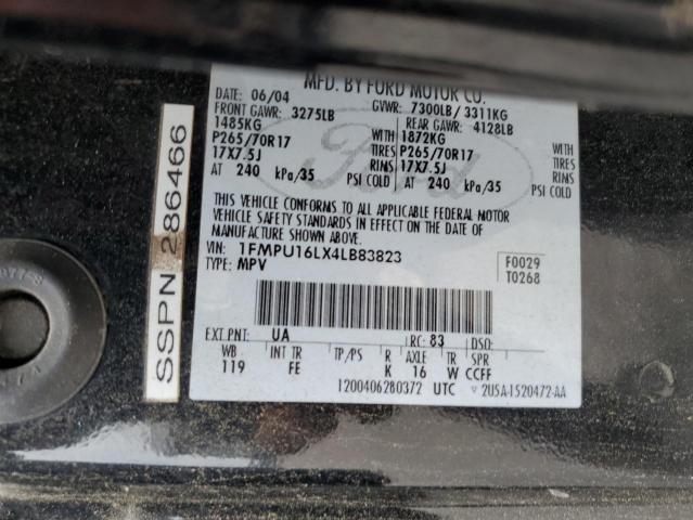 2004 Ford Expedition Xlt VIN: 1FMPU16LX4LB83823 Lot: 57914554