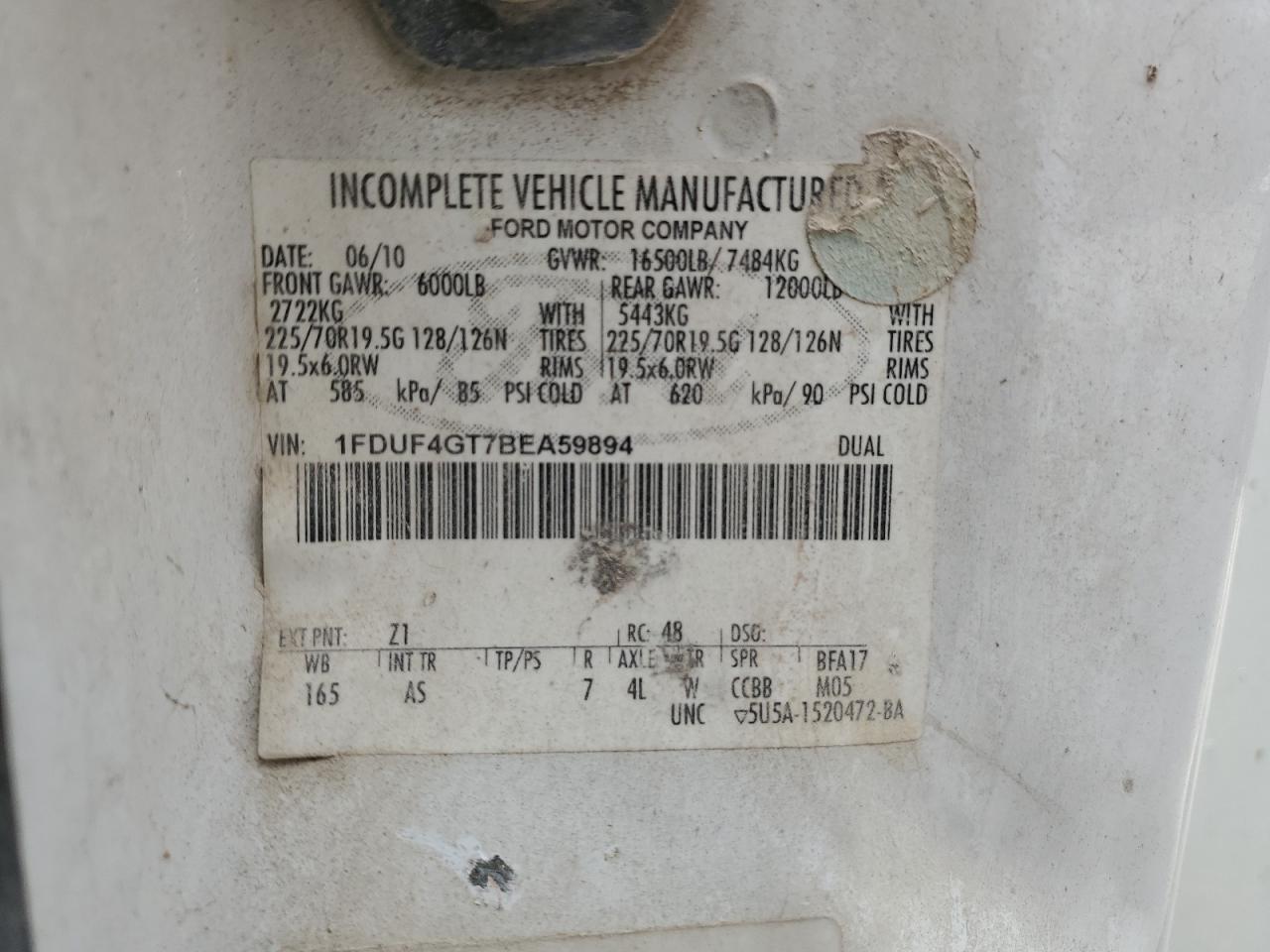 1FDUF4GT7BEA59894 2011 Ford F450 Super Duty