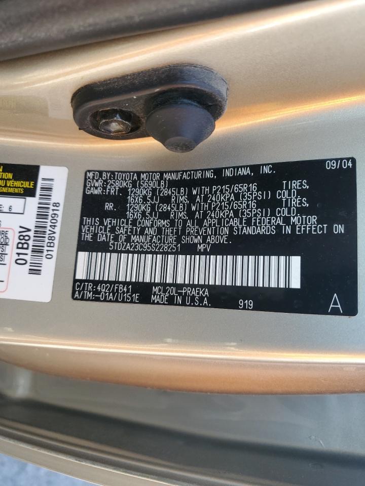 5TDZA23C95S228251 2005 Toyota Sienna Ce