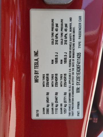 2019 TESLA MODEL 3 - 5YJ3E1EA3KF411435