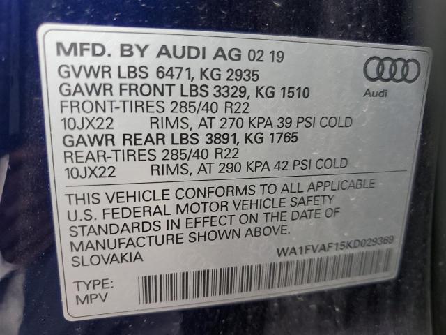 2019 AUDI Q8 PRESTIG WA1FVAF15KD029369