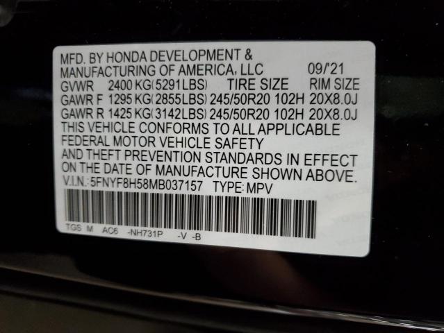 2021 Honda Passport Exl VIN: 5FNYF8H58MB037157 Lot: 58828074