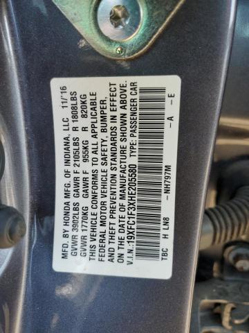 19XFC1F3XHE205580 2017 HONDA CIVIC - Image 12