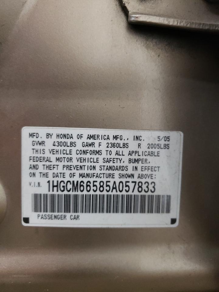 1HGCM66585A057833 2005 Honda Accord Ex