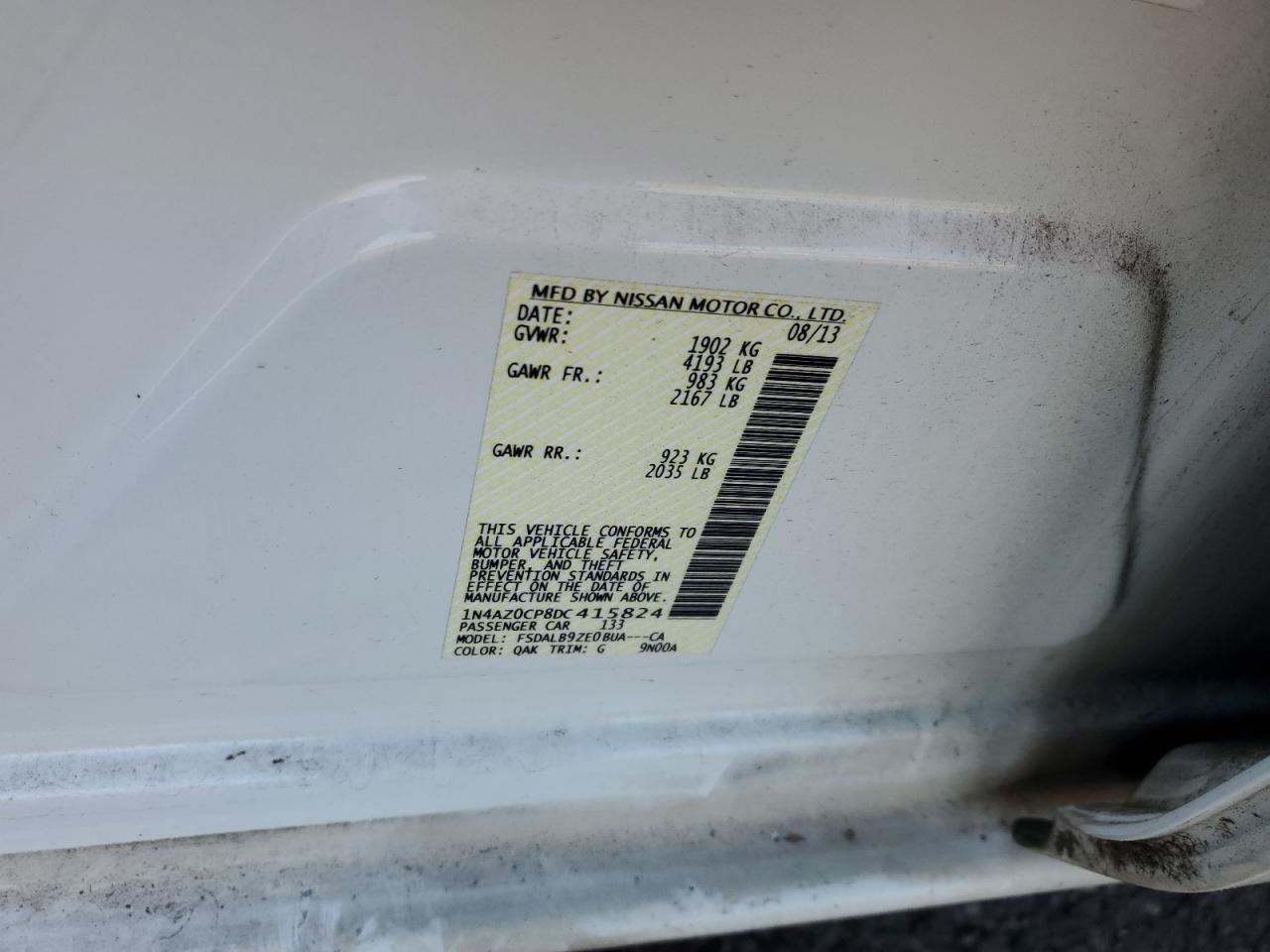 1N4AZ0CP8DC415824 2013 Nissan Leaf S