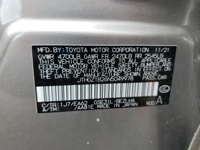 2022 Lexus Is 350 F-Sport VIN: JTHGZ1B26N5049978 Lot: 60288264