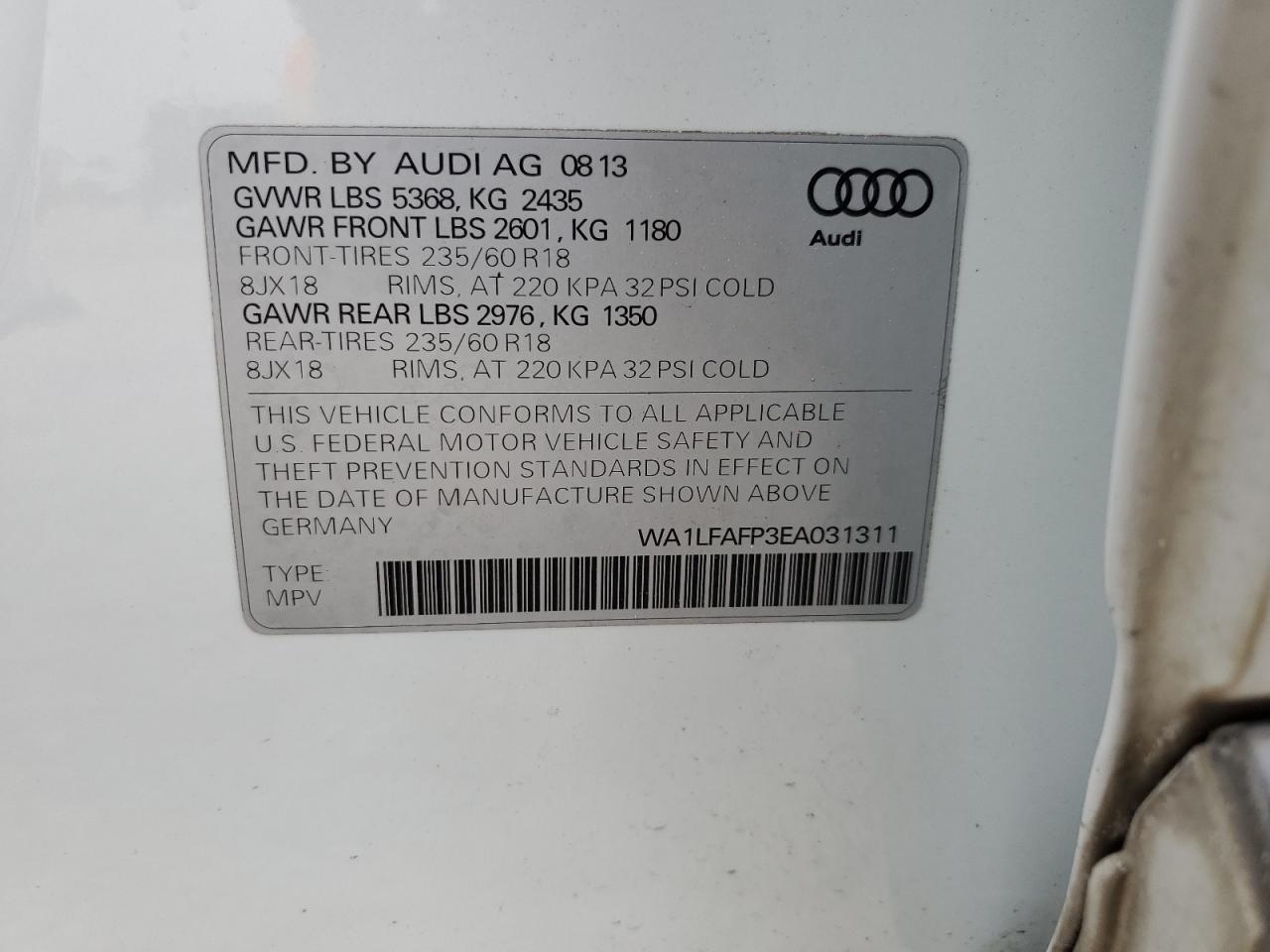 WA1LFAFP3EA031311 2014 Audi Q5 Premium Plus