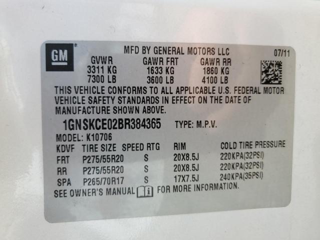 2011 Chevrolet Tahoe K1500 Ltz VIN: 1GNSKCE02BR384365 Lot: 59157204