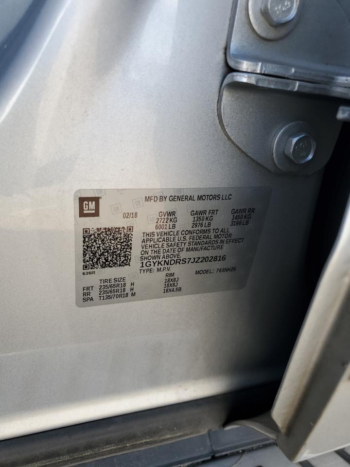 1GYKNDRS7JZ202816 2018 Cadillac Xt5 Luxury