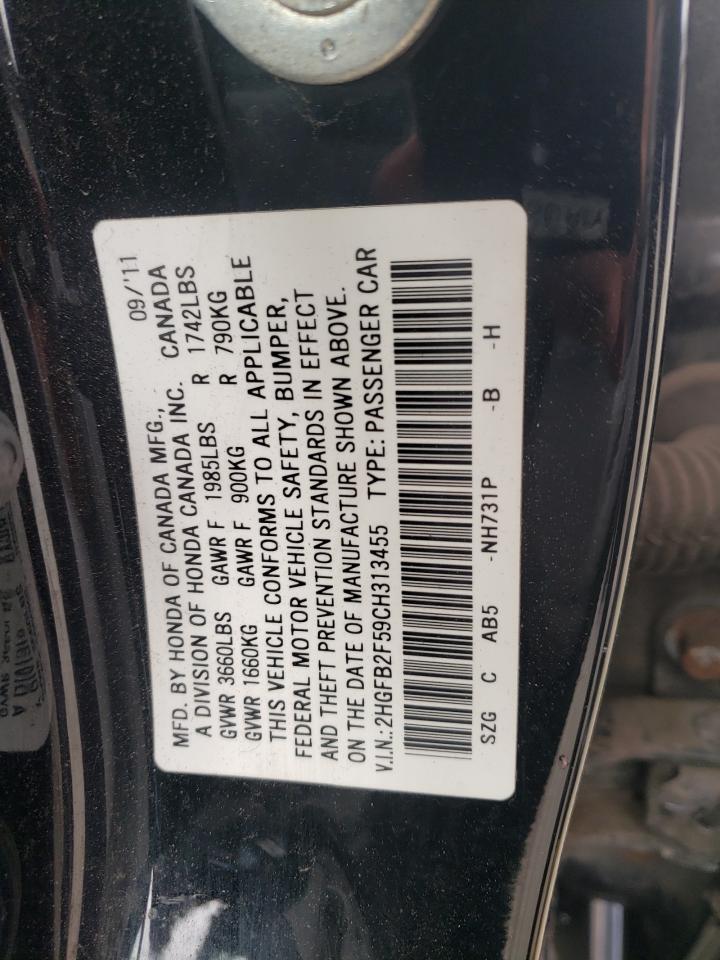 2HGFB2F59CH313455 2012 Honda Civic Lx