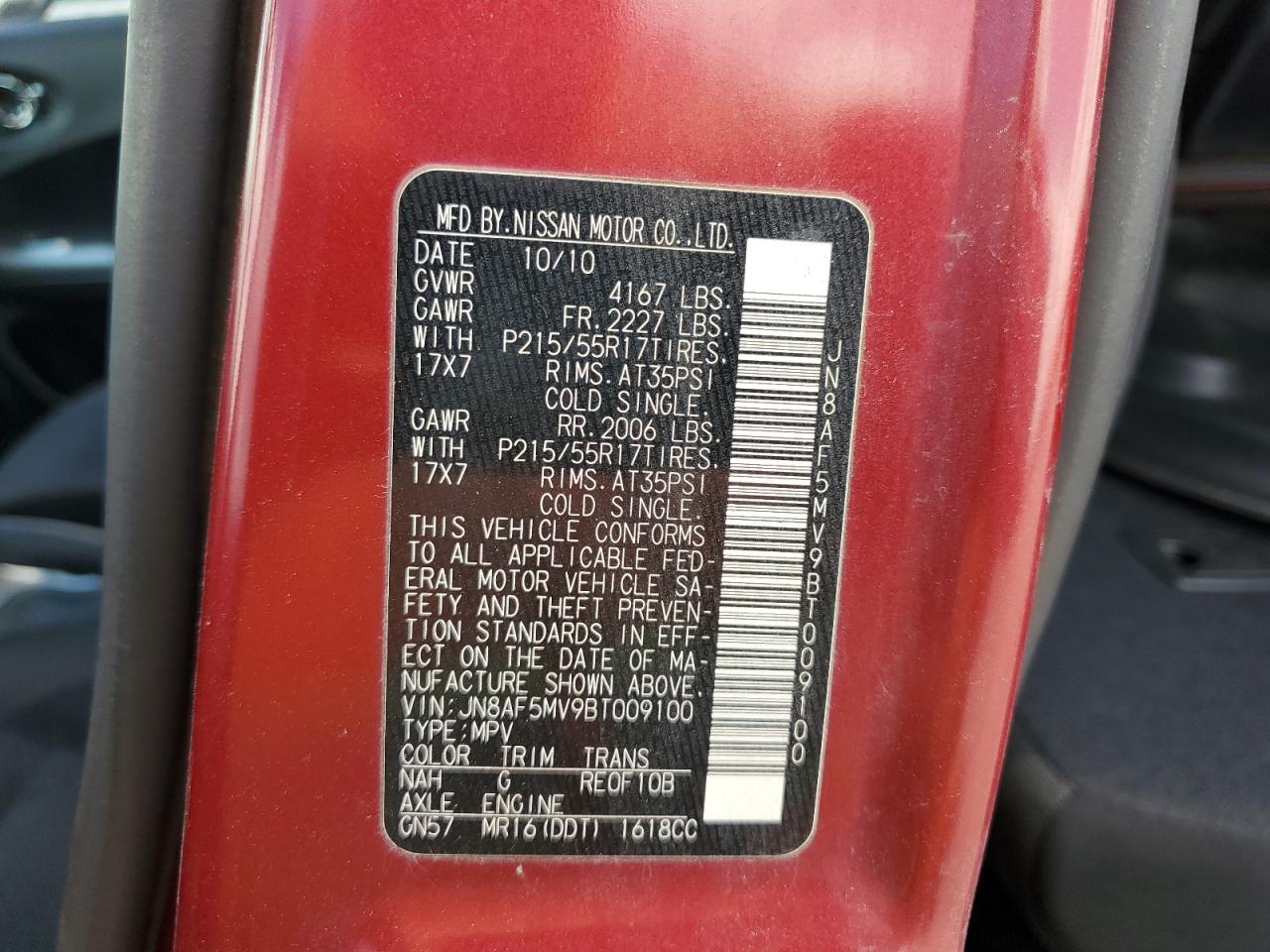 JN8AF5MV9BT009100 2011 Nissan Juke S