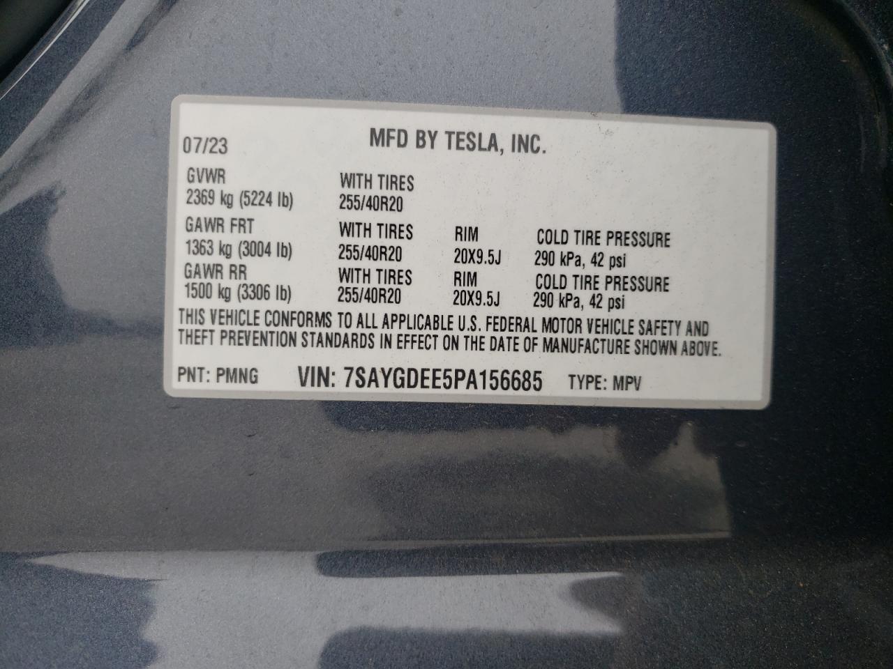 7SAYGDEE5PA156685 2023 Tesla Model Y