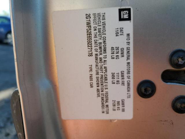 2005 Chevrolet Impala VIN: 2G1WF52E659227178 Lot: 59687894