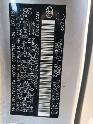 2018 Toyota Prius VIN: JTDKBRFU8J3072629 Lot: 60272164