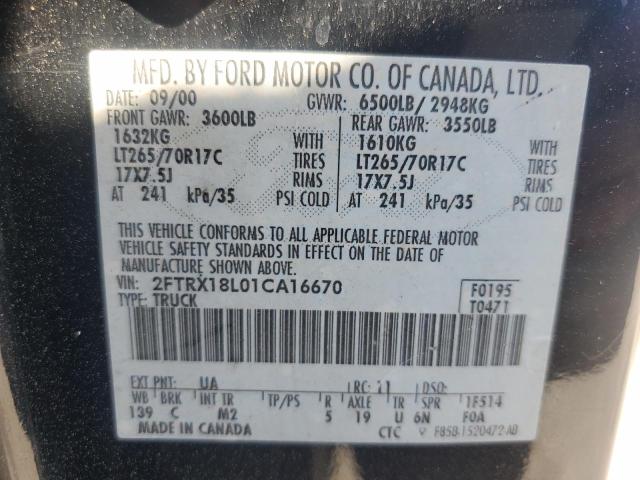 2001 Ford F150 VIN: 2FTRX18L01CA16670 Lot: 58658404