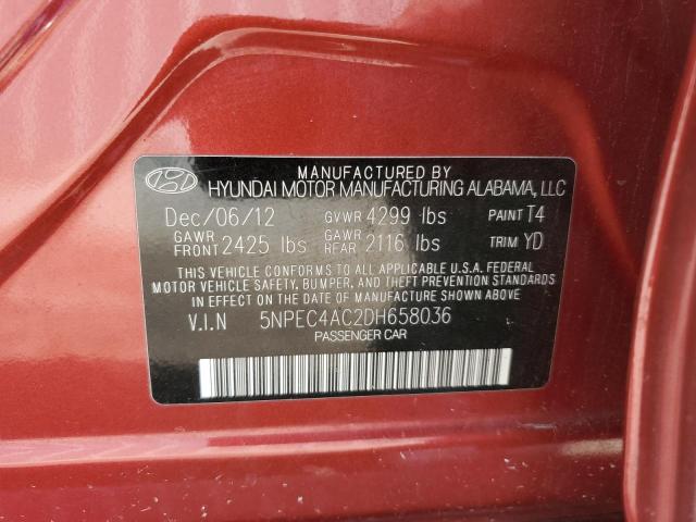 2013 Hyundai Sonata Se VIN: 5NPEC4AC2DH658036 Lot: 57506024