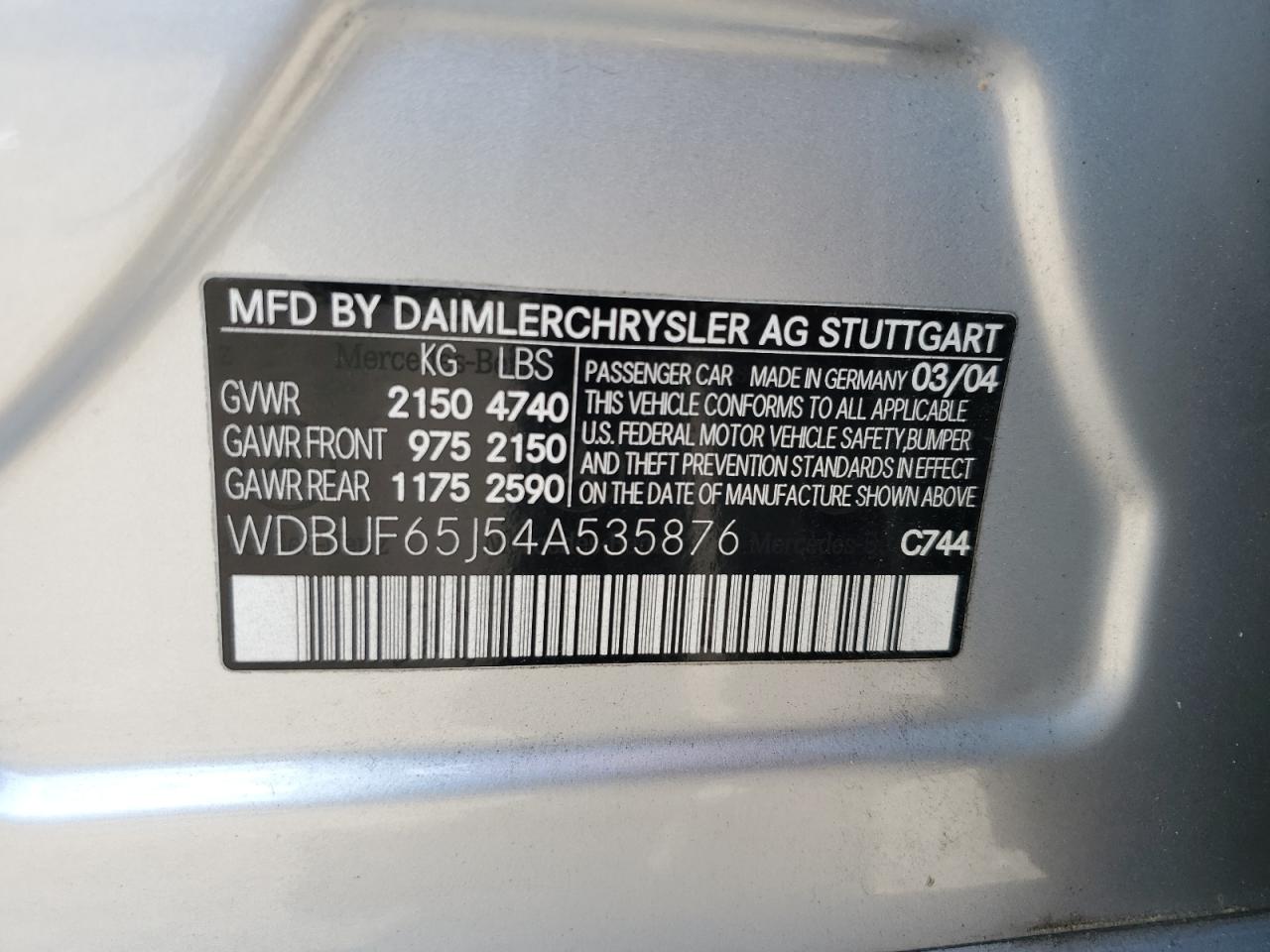 WDBUF65J54A535876 2004 Mercedes-Benz E 320