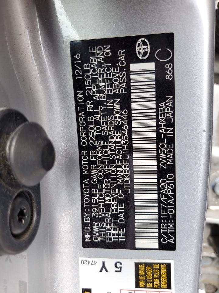 JTDKBRFU1H3546446 2017 Toyota Prius