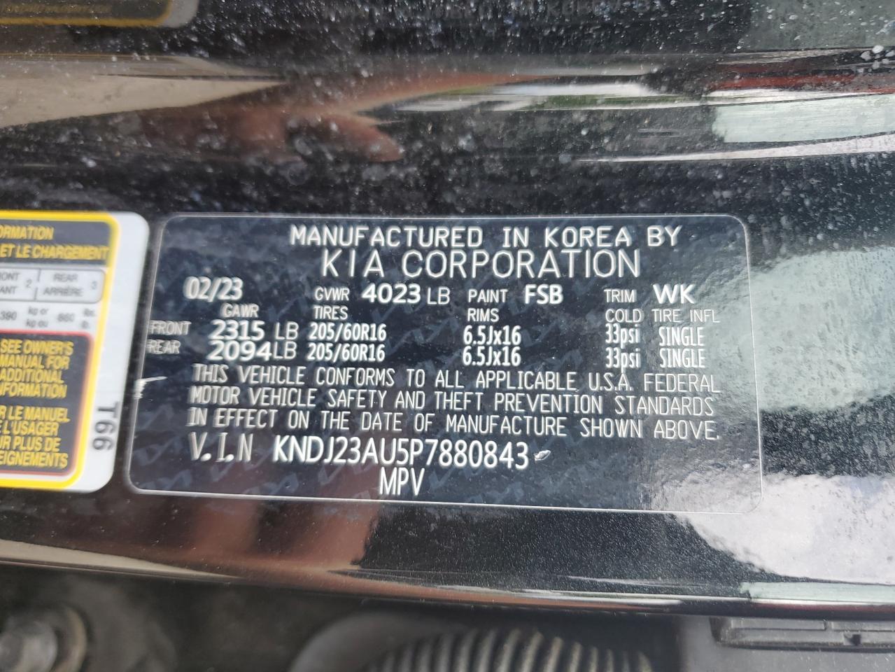 KNDJ23AU5P7880843 2023 Kia Soul Lx