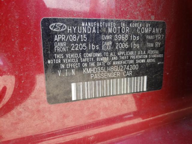 KMHD35LH8GU274200 2016 HYUNDAI ELANTRA - Image 12