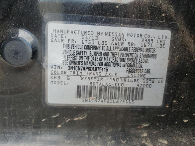 VIN 3N1CN7AP8DL875115 2013 Nissan Versa, S no.13