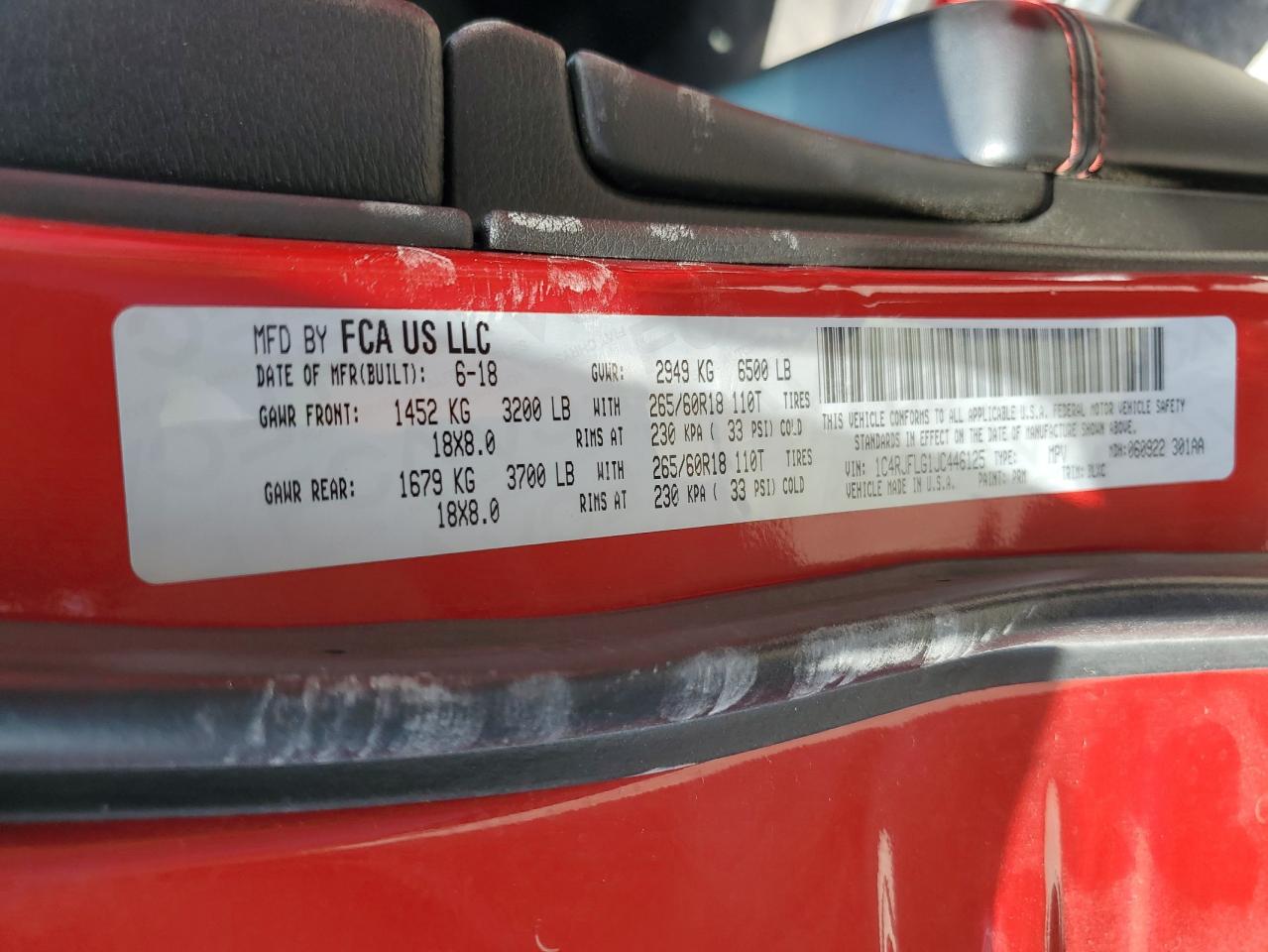 1C4RJFLG1JC446125 2018 Jeep Grand Cherokee Trailhawk