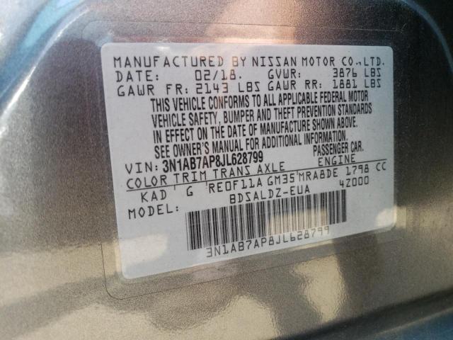 2018 Nissan Sentra S VIN: 3N1AB7AP8JL628799 Lot: 58111434